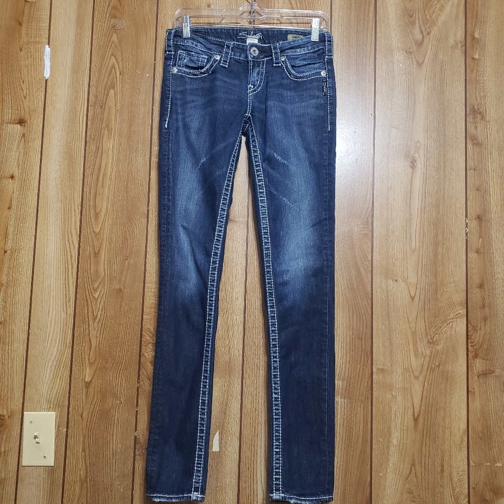 Silver Jeans Womens 26 Aiko Skinny Tapered Thick Stitch Tag Low Rise